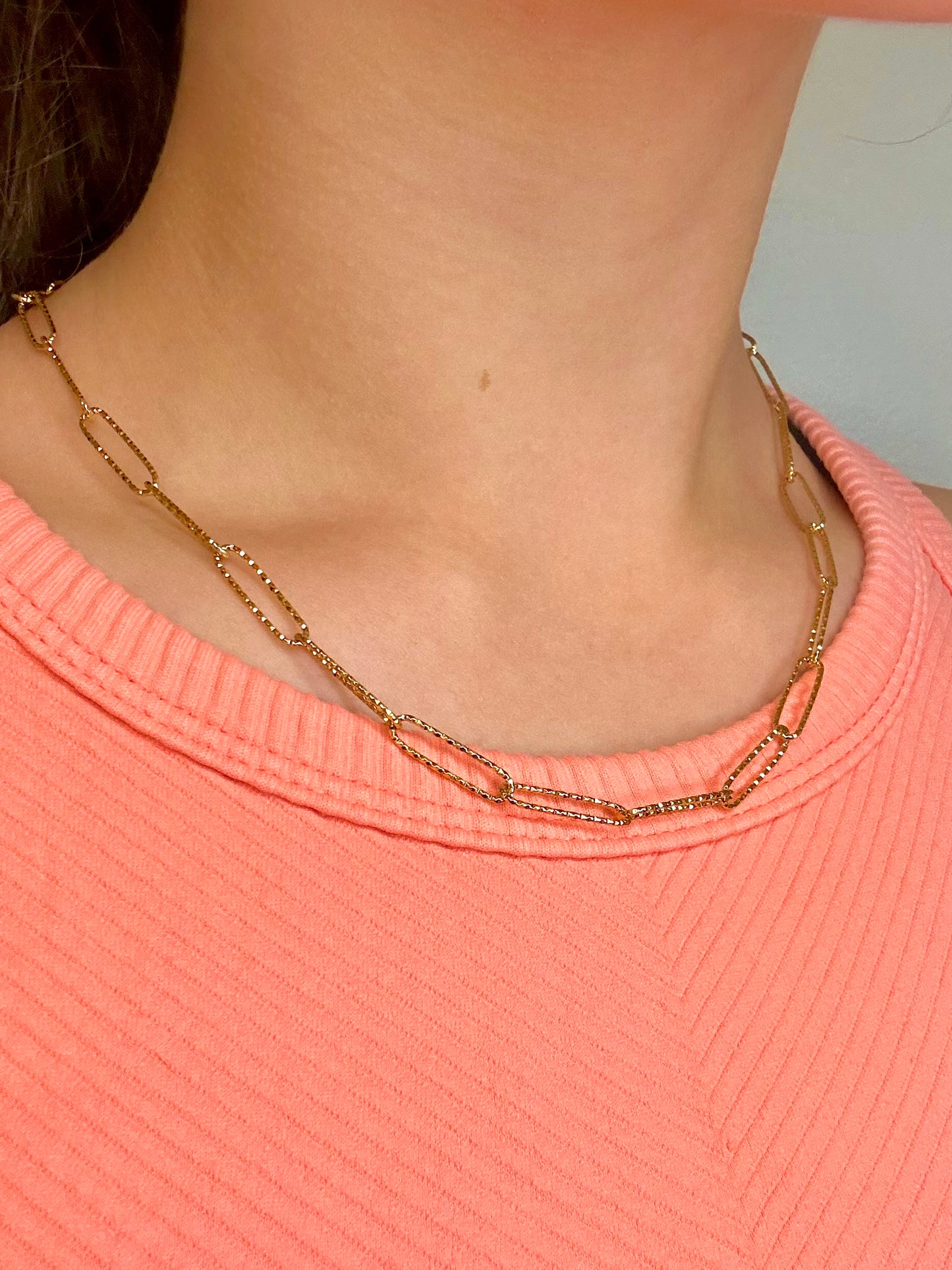 Embossed Paperclip Necklace